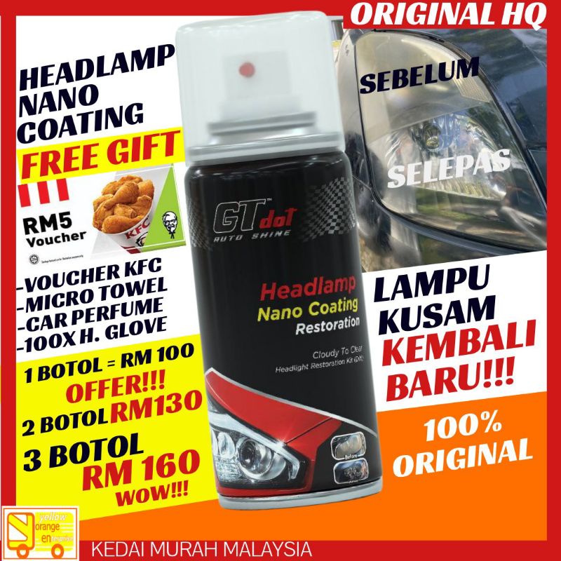 [Original] GT DOT HEADLAMP Nano Coating Restoration (130ML) Pencuci
