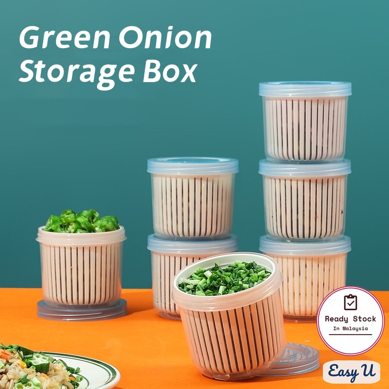 1PC Round Stackable Green Onion Storage Box | Ginger Garlic Container ...