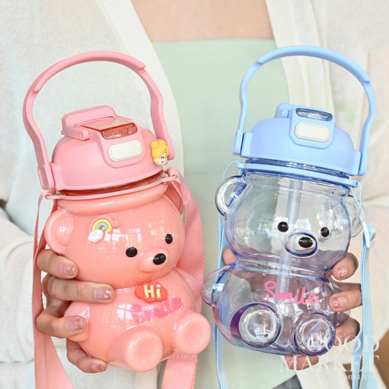 1000ml Kawaii Bear Water Bottle with Stickers Cute Kids School Student ...