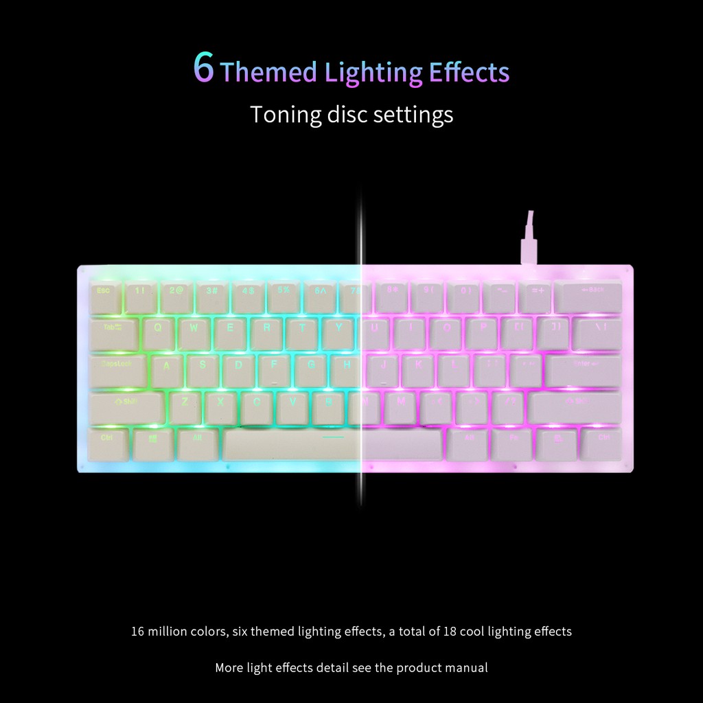 Womier K61 60% Mechanical Keyboard 61 Keys PBT Hot Swap Switches Support Lighting Effects with RGB Colorful LED Gateron Switches Gamakay Super Space Saver Shopee Malaysia Womier K61 60% Keyboard, Hot Swappable Mechanical Gaming Keyboard, Gateron