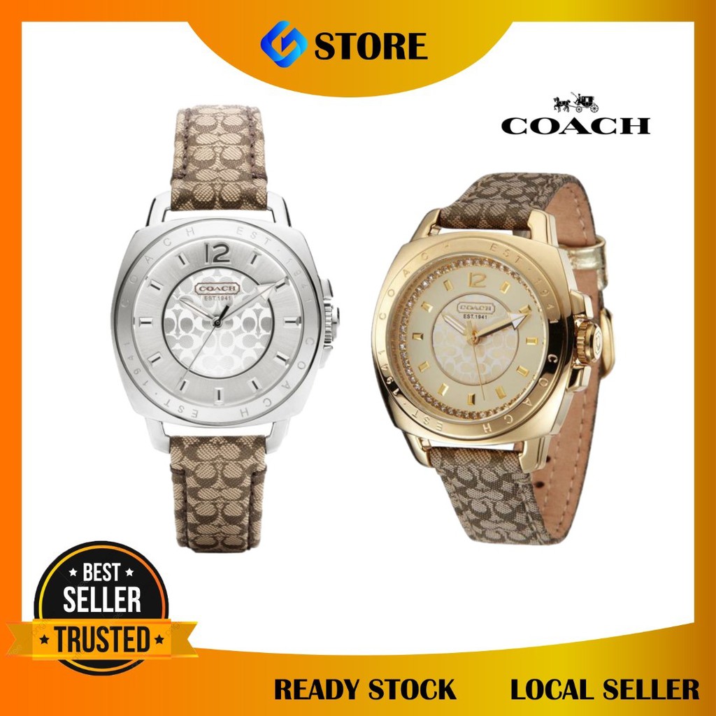 Original 2 Years Warrenty Coach Boyfriend EST 1941 Signature Leather Women Luxury Quartz Wristwatch 14501287 14501538
