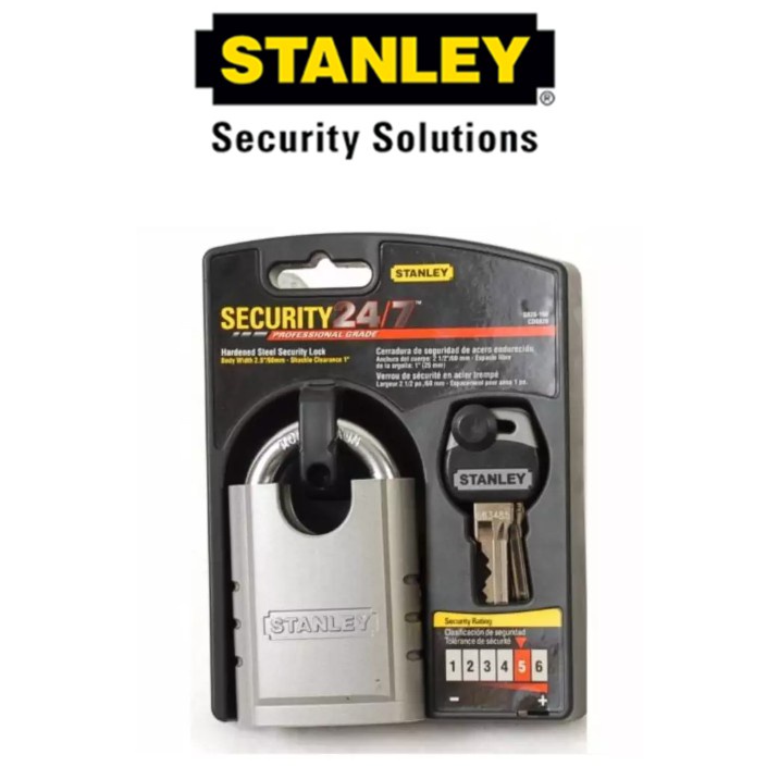 STANLEY S828160 HARDENED STEEL SECURITY LOCKS 2.5' 60 MM WITH 2 SOLID
