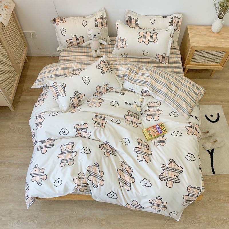 Korean Style Bedding Set - Teddy Bear Full Color (Without Intestine ...