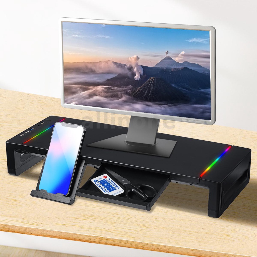 Computer Monitor Stand Riser RGB Desktop Computer Monitor Riser Home