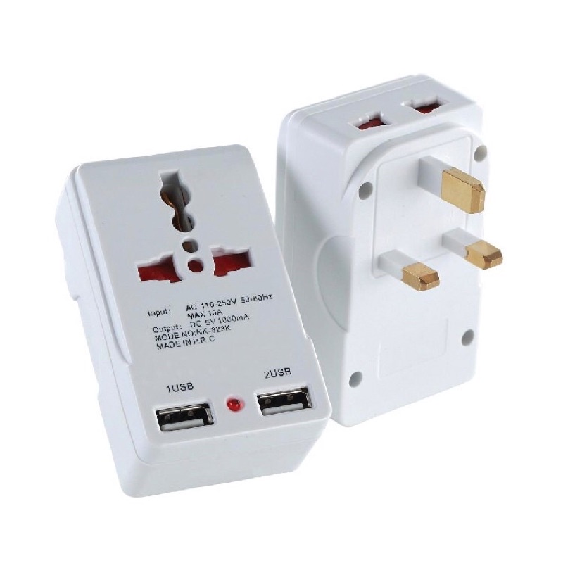 Universal Socket 3Pin Plug Adaptor Travel Adapter USB | Shopee Malaysia
