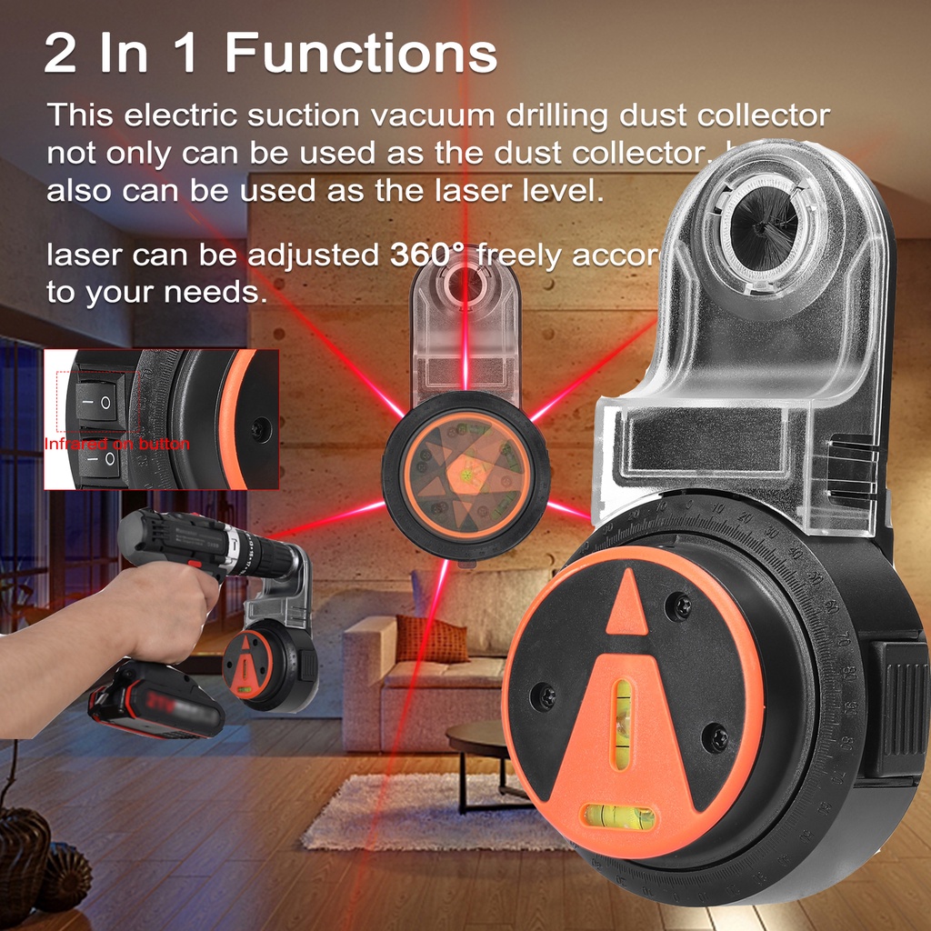 2In1 Wall Electric Drilling Dust Collector Laser Level Electric Self ...