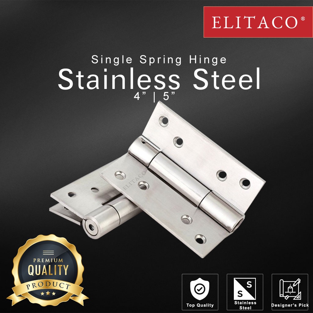 ELITACO】4'' 5'' Stainless Steel Spring Hinge Single Cowboy Self