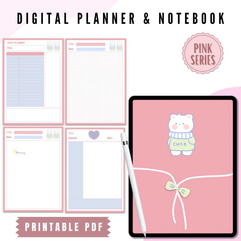 Goodnotes / Notability Digital Planner Notebook Pink Bear Cute Series ...