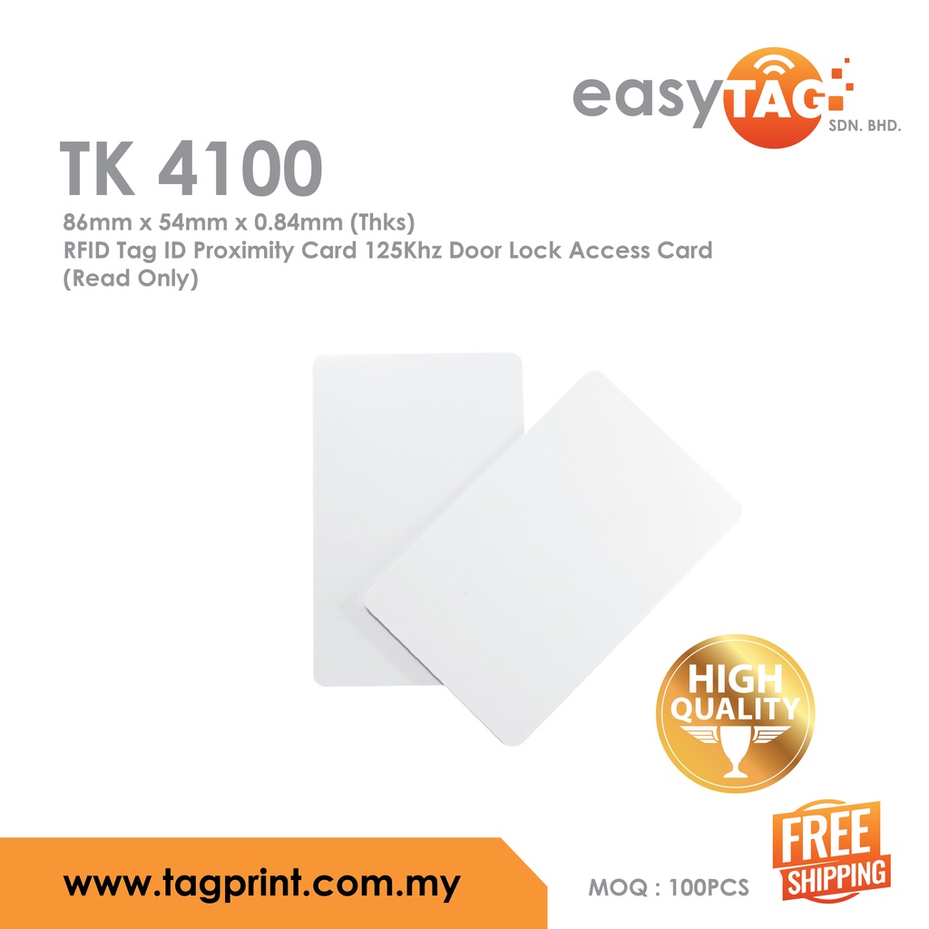 [𝗙𝗥𝗘𝗘 𝗦𝗛𝗜𝗣𝗣𝗜𝗡𝗚] TK4100 [100pcs] RFID Tag ID Proximity Card 125Khz 0.8MM ...