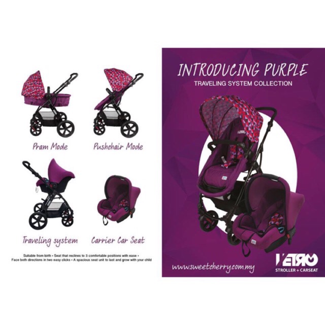 READY STOCK Sweet Cherry GL500 Vetro Travel System Stroller with Car Seat Shopee Malaysia