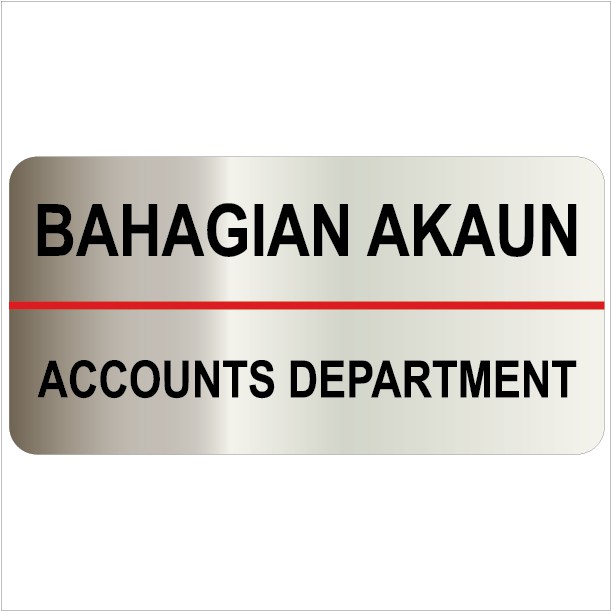 ACCOUNTS DEPARTMENT SILVER BRUSHED SIGN STICKER 105X210MM. WE ACCEPT ...