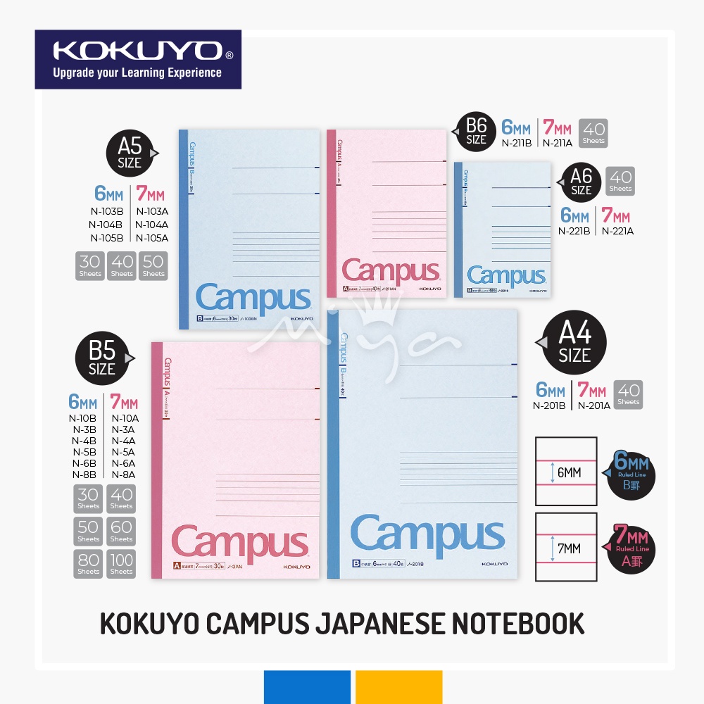 KOKUYO CAMPUS JAPANESE NOTEBOOK - 6MM / 7MM RULE | Shopee Malaysia