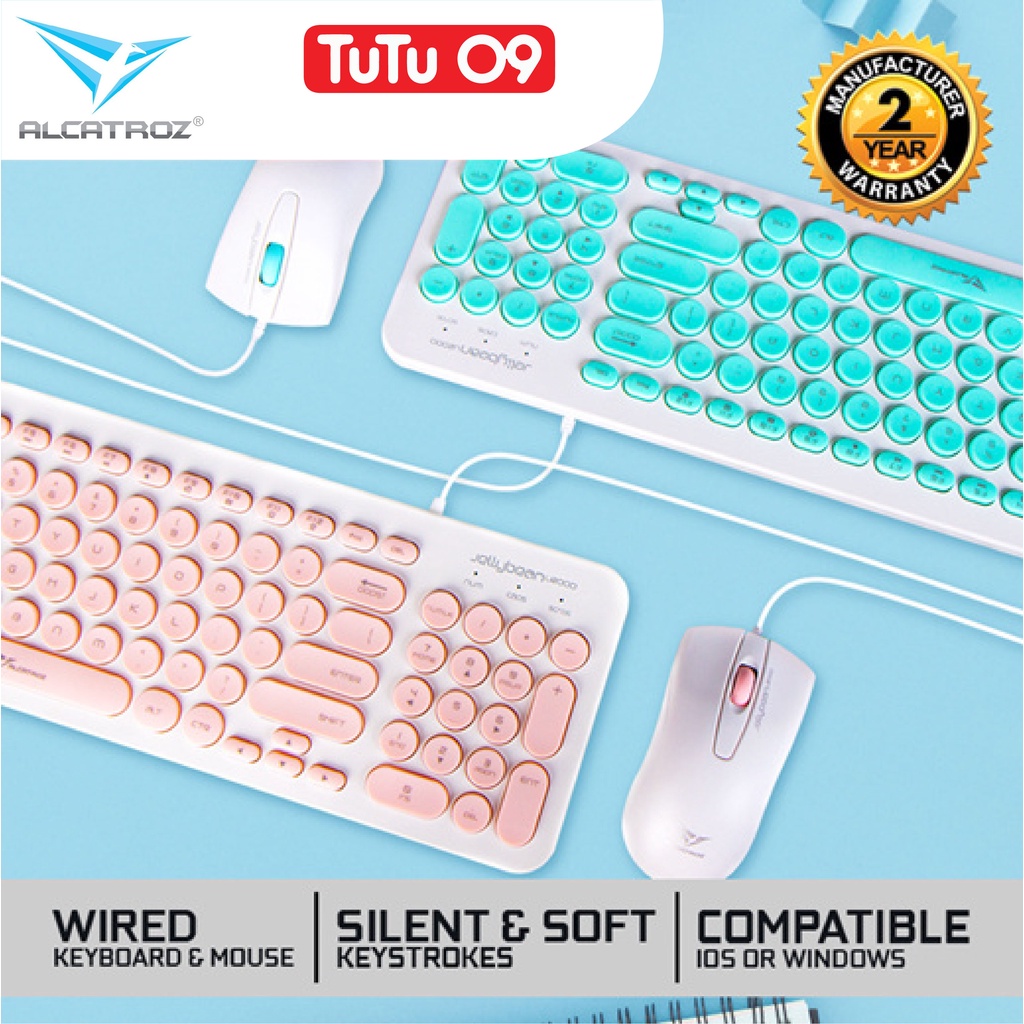 Alcatroz Jellybean U2000 USB Wired Keyboard & Mouse Combo Desktop PC ...