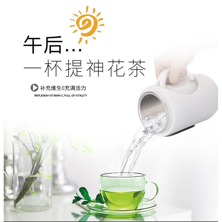 Gkoba Electric Thermos Pot Mini Travel Portable Electric Kettle 旅行养生壶， 旅行养生煲，旅行不锈钢电水壶便携式烧水壶迷你双层煮粥煮汤 