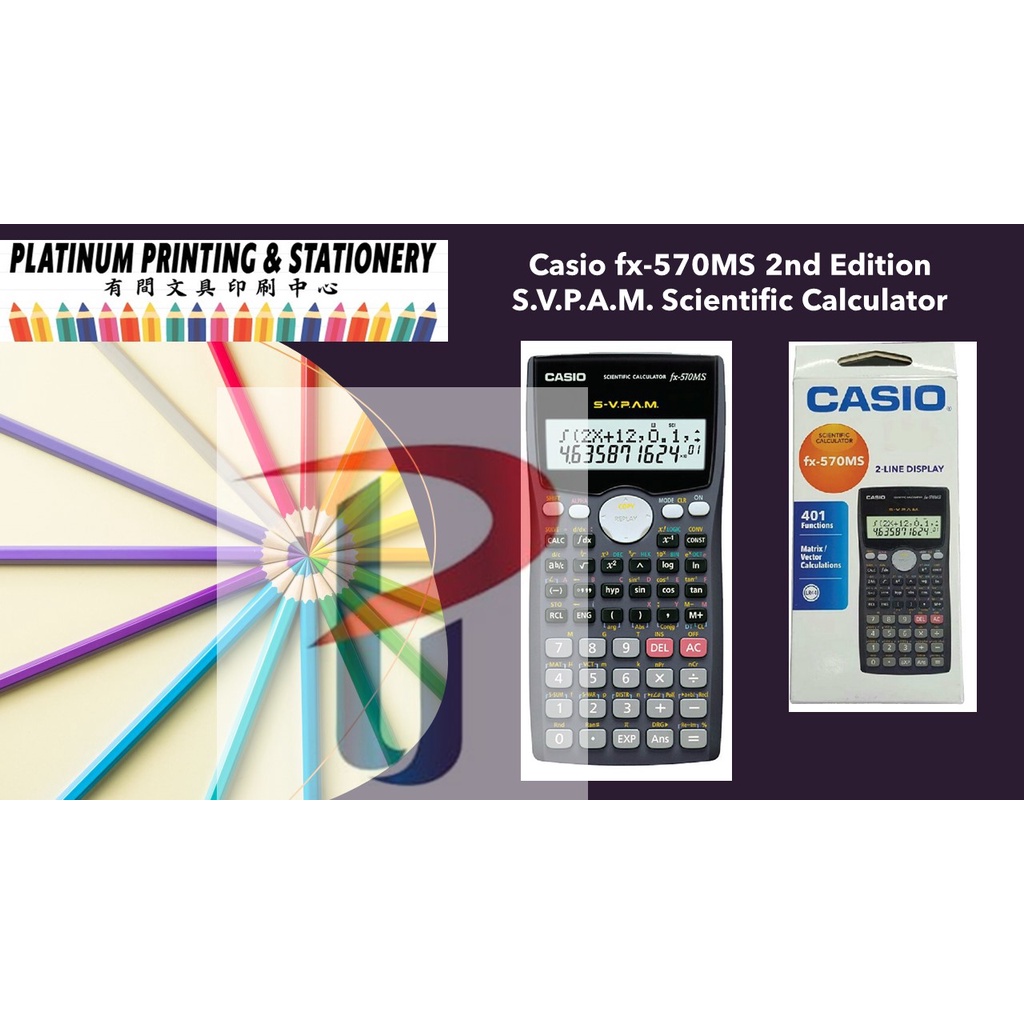 Casio Fx-570es Plus 2-line Display Scientific Marix Vector Calculator