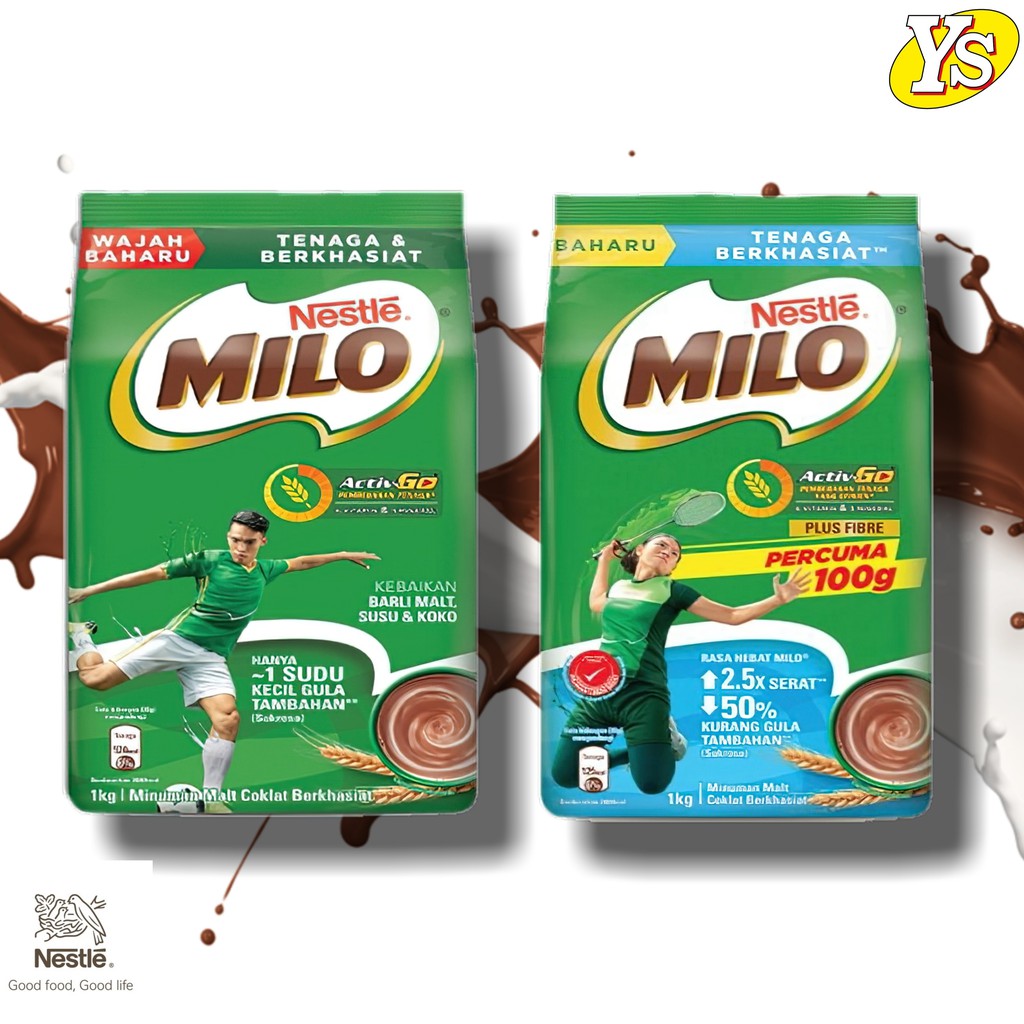 Nestle MILO Activ-Go Chocolate Malt Powder / Hi Fibre (1kg / 900g ...