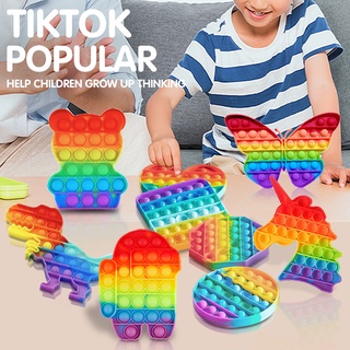 Pop it Fidget Toy- Known from TikTok - Round- Rainbow 