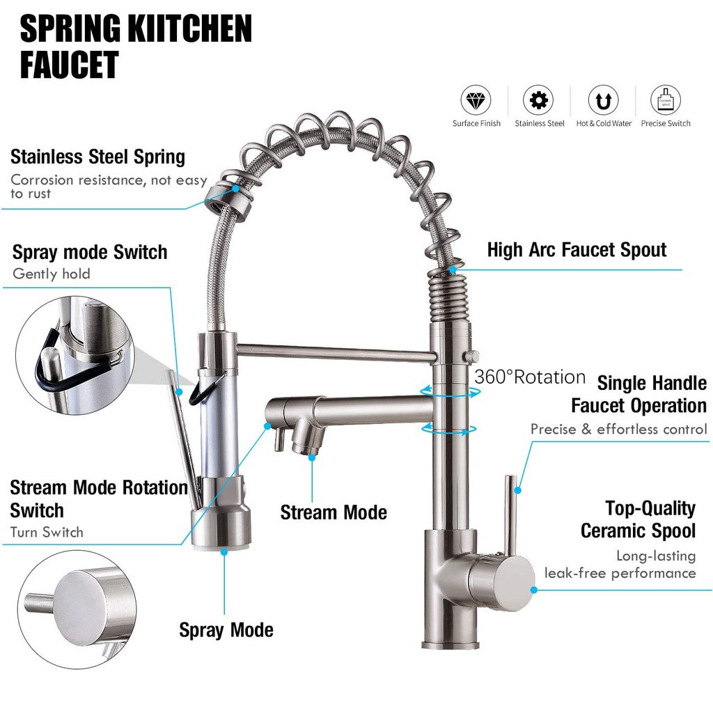 40 Design Kitchen Faucet SUS304 Sink Faucet Water Tap Pull Out Faucet ...