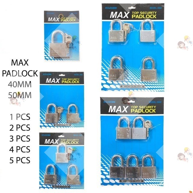 ECONOMIC 5 PCS Max PadLock / Top Security Padlock / House Lock / Door ...