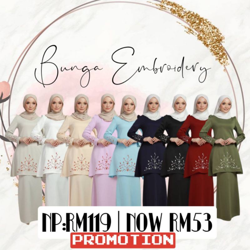 💜 RAYA EDITION 💜 BUNGA EMBROIDERY KURUNG | Shopee Malaysia