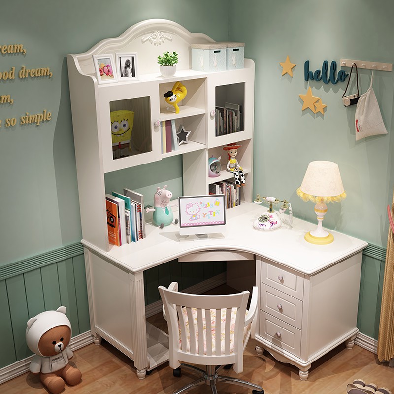 Corner desk bookcase combination bookcase one computer desk children ...