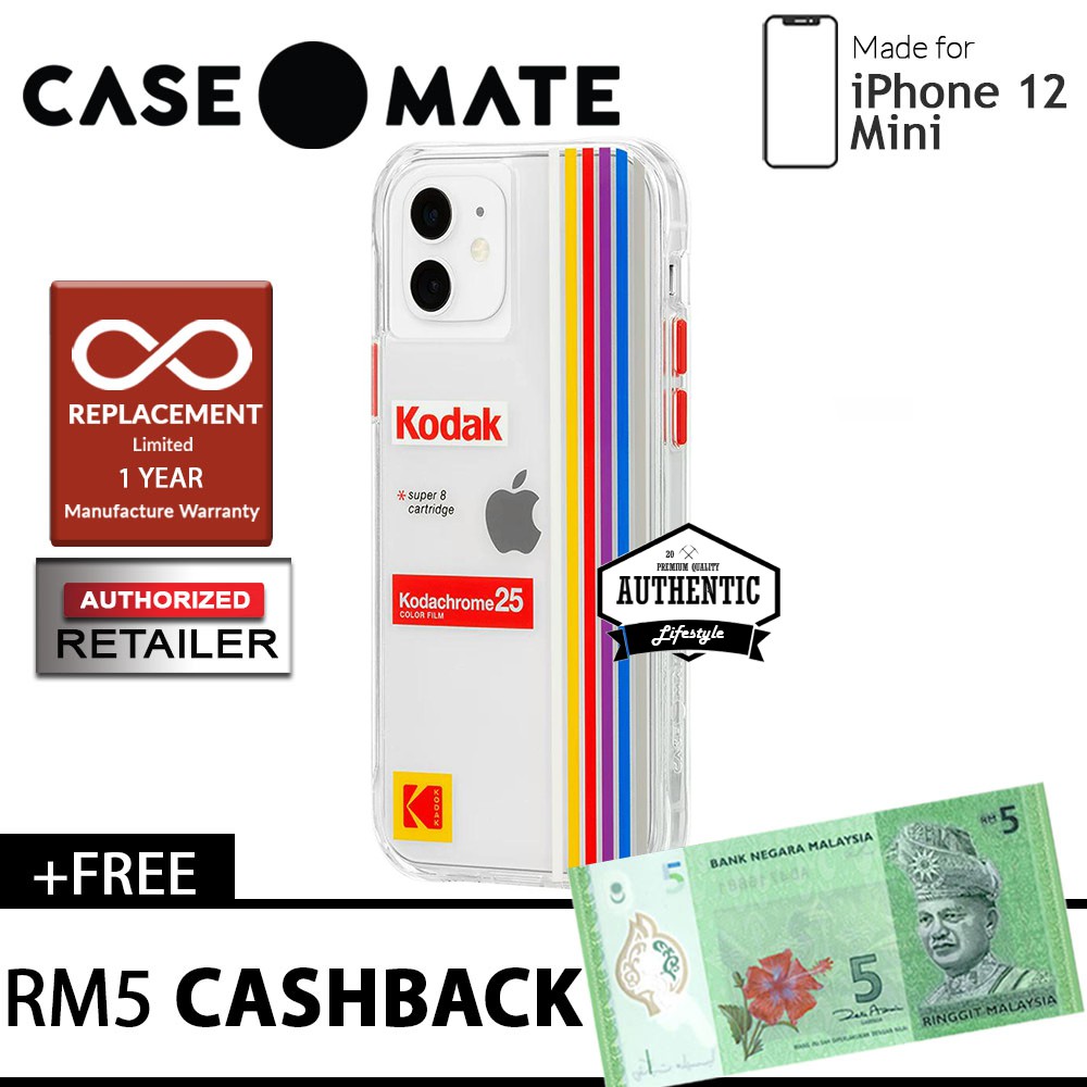 Case Mate KODAK with MicroPel for iPhone 12 Mini 5G 5.4" White Kodachrome Super 8 (Barcode