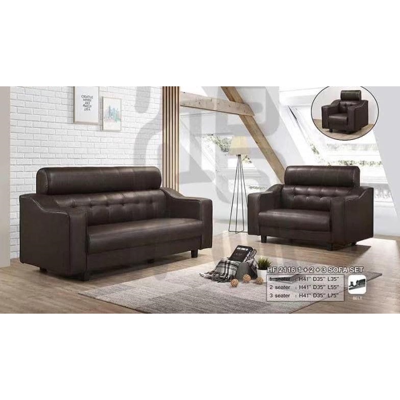 PVC Sofa 1 Seater 2 Seater 3 Seater Sofa Kulit 1+2+3 Seater | Shopee ...