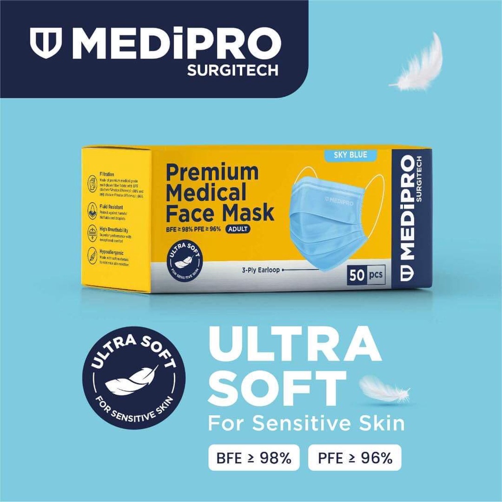 MediPro Premium Ultra Soft Medical Face Mask 1box(50 pcs) Shopee Malaysia