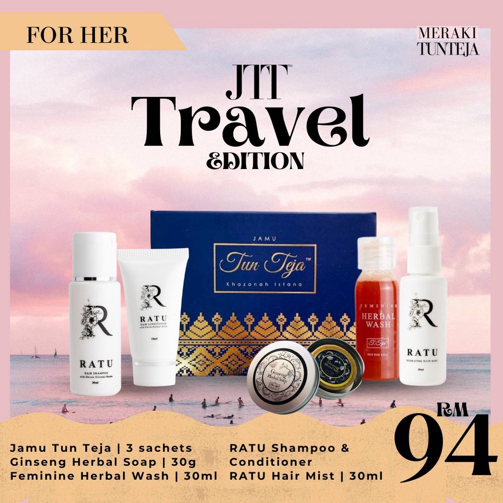 Set Mini Travel Jamu Tun Teja Jebat Women and Men Supplement /Shampoo