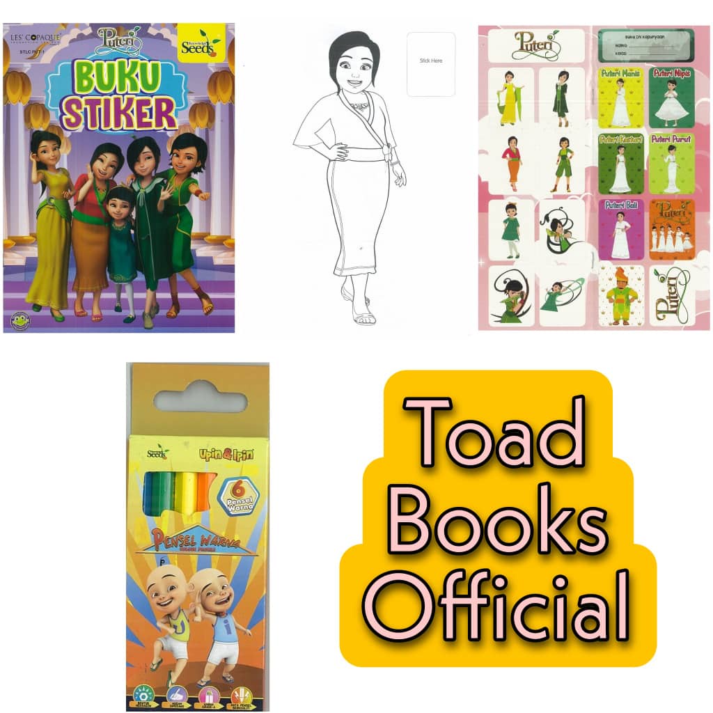 TOAD BOOKS : PUTERI BUKU STIKER + 6 PENSEL WARNA KECIL - SET ( STLC PUT ...