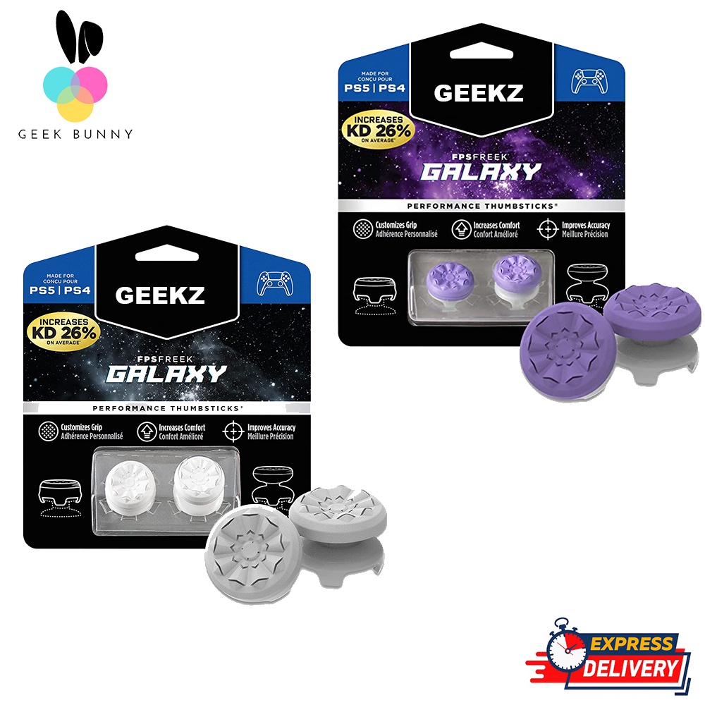 Geekz FPS Freek Galaxy Purple for PS4 Performance Thumbsticks 1 High-Rise,  1 Mid-Rise Purple