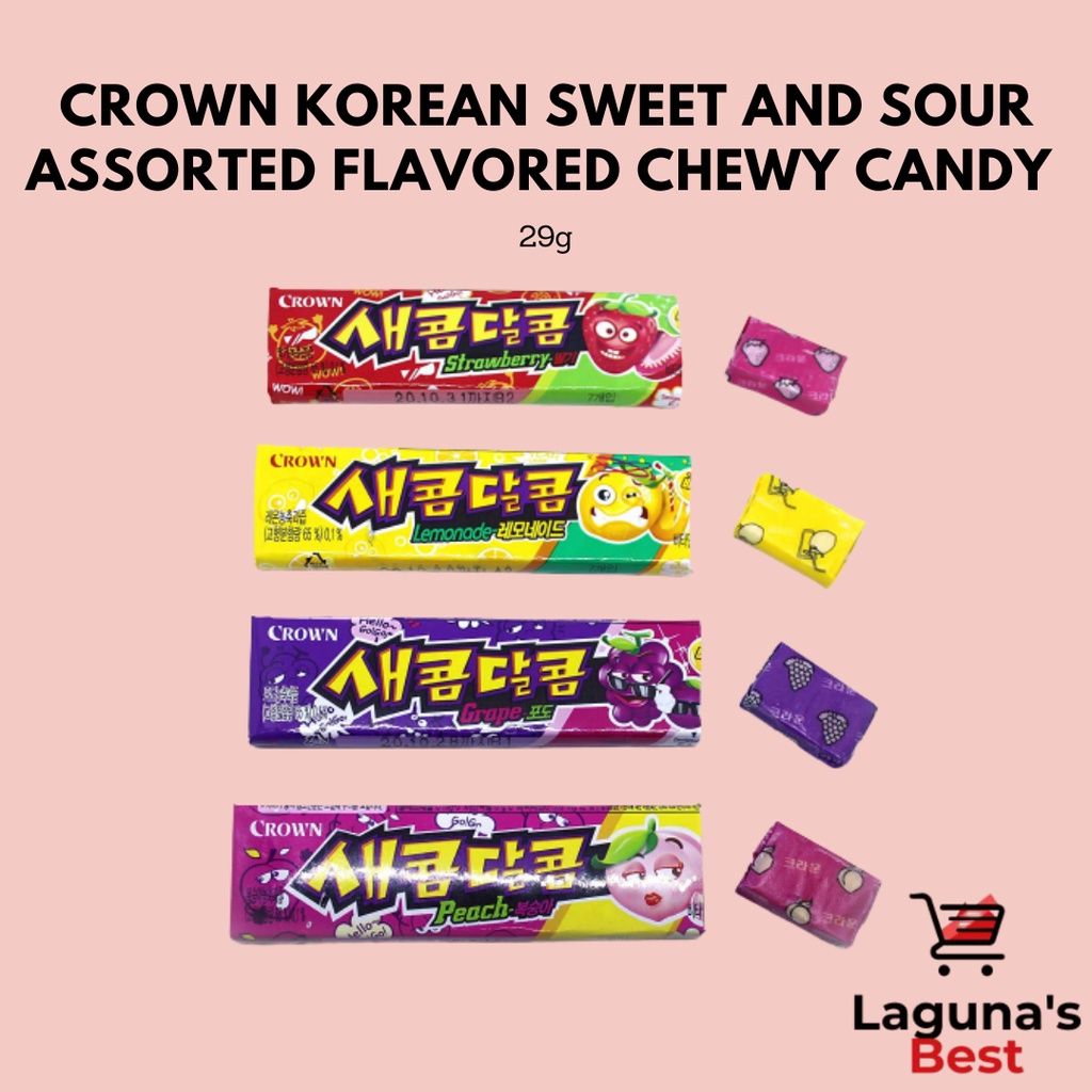 Crown Korean Sweet and Sour Assorted Flavored Chewy Candy 116g | Shopee ...