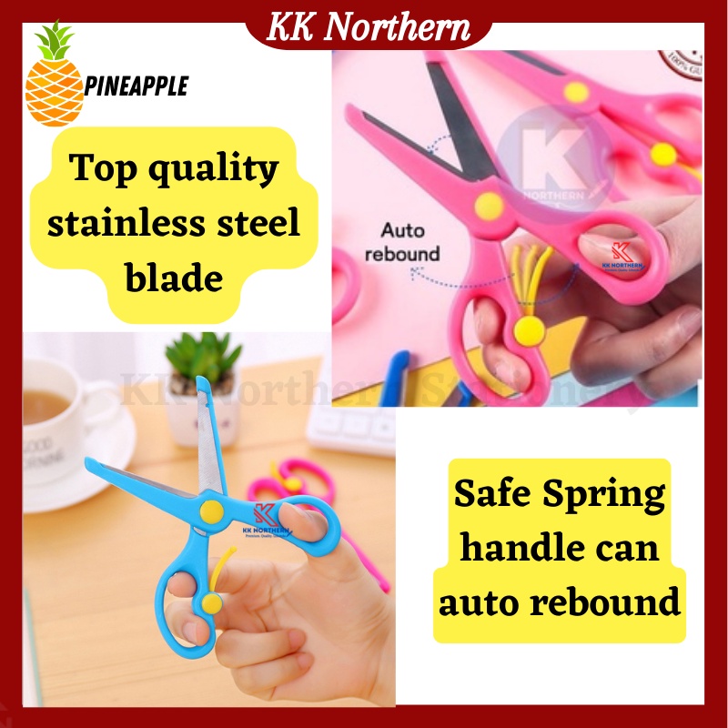 Pineapple Safe Spring Handle Scissors for Kids Plastic Scissors ...
