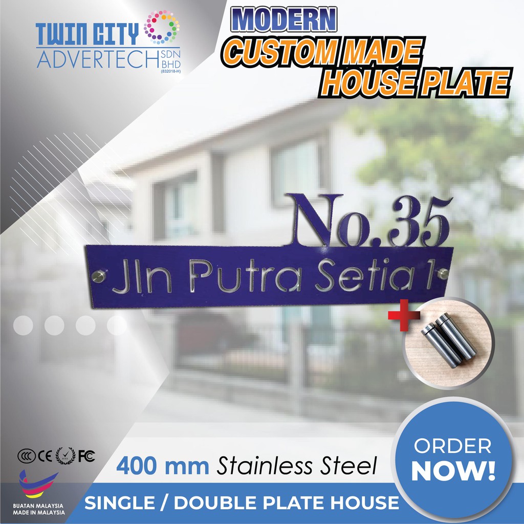 TWIN CITY 400MM Width CUSTOMIZED DIY HOUSE NUMBER PLATE NOMBOR RUMAH ...