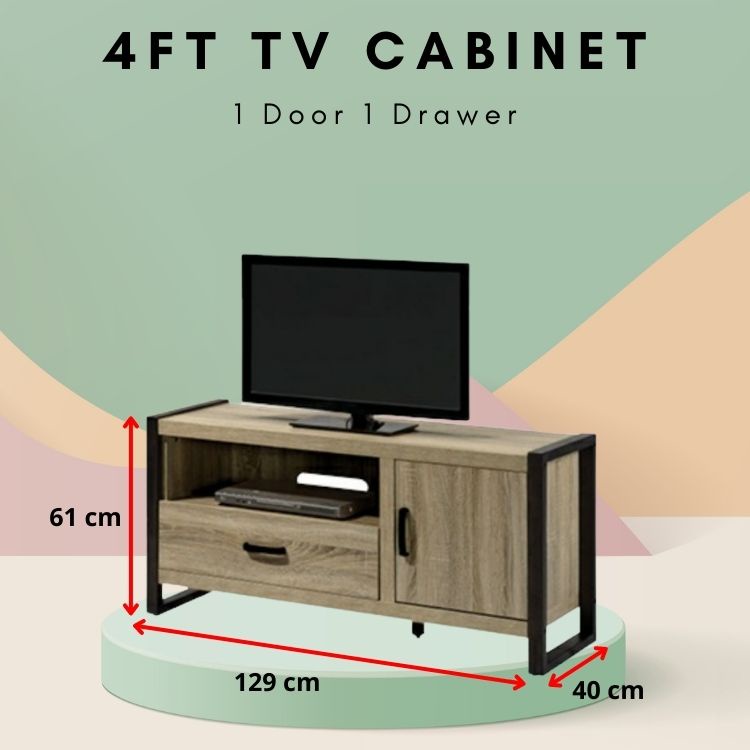 DFP 4ft TV Cabinet Rak TV Storage Cabinet 1 Door 1Drawer Rack TV ...