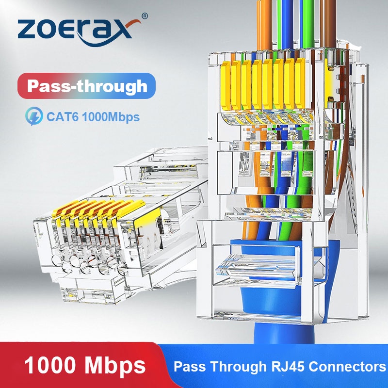 100pcs CAT6 Shielded RJ45 Pass Through Modular Plug Cable
