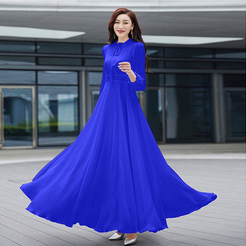 Ready Stock long dress korean style gaun putih perangai 2022 new women s sleeved system leading solid color chiffon slim beach holiday skirt Shopee Malaysia