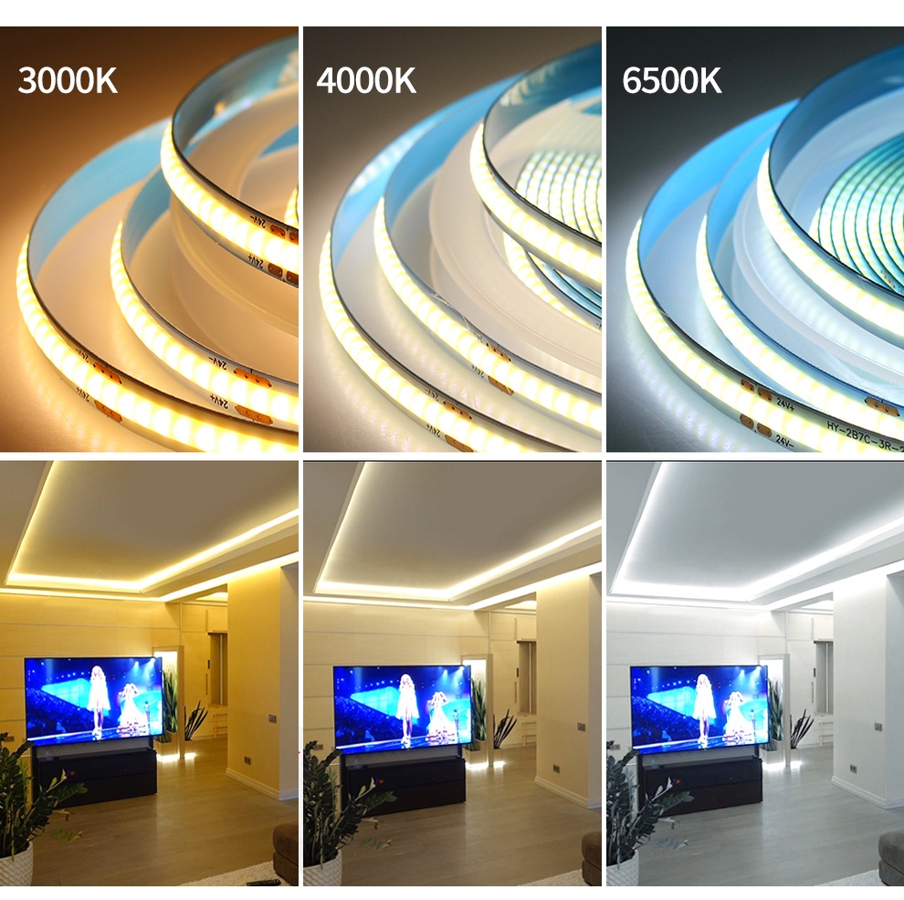 COB LED Strip 5M 10M 24V 3000K 4000K 6500K Tape Flexible Light with ...