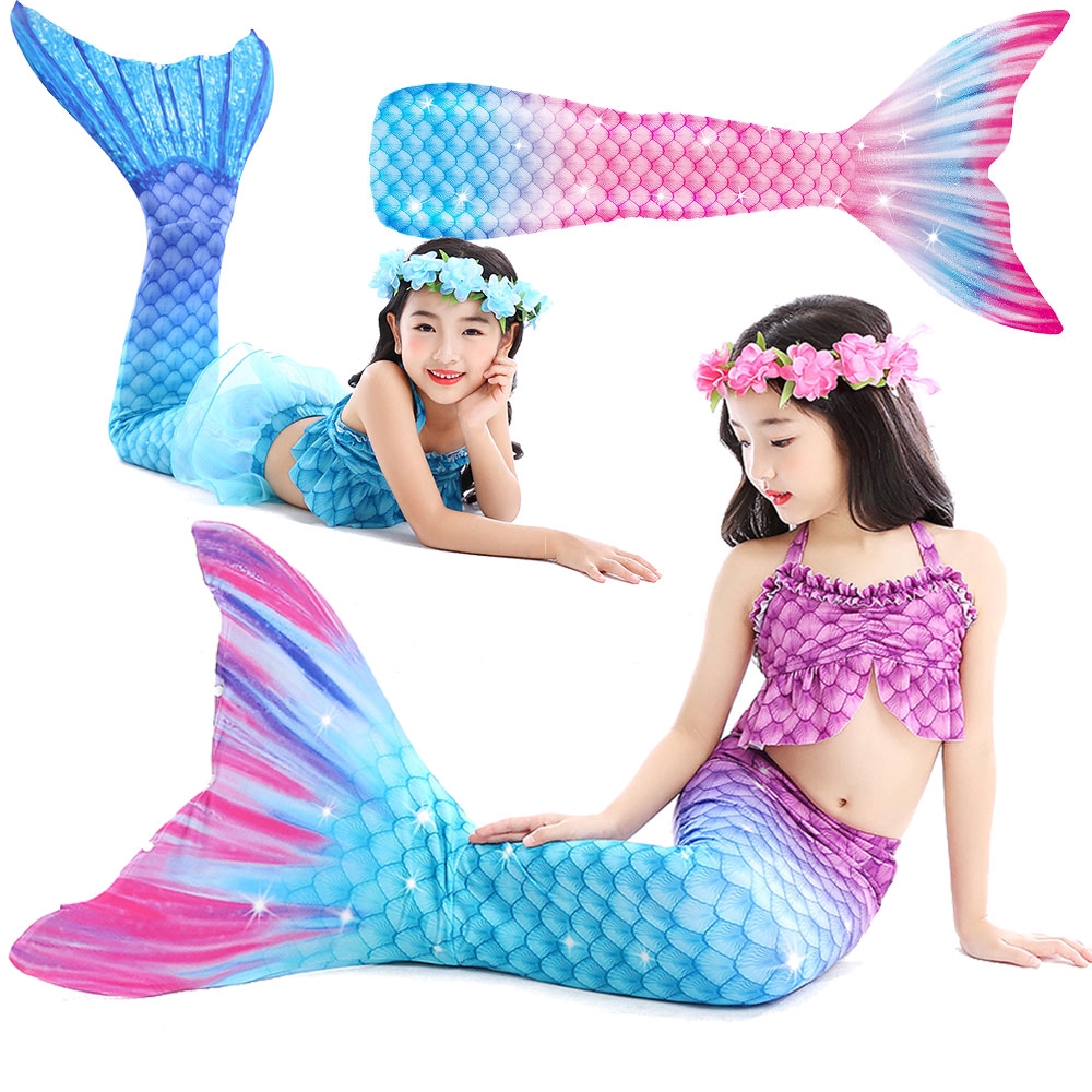 Girls Mermaid Tail Swimsuit Children Ariel the Little Mermaid Costume ...