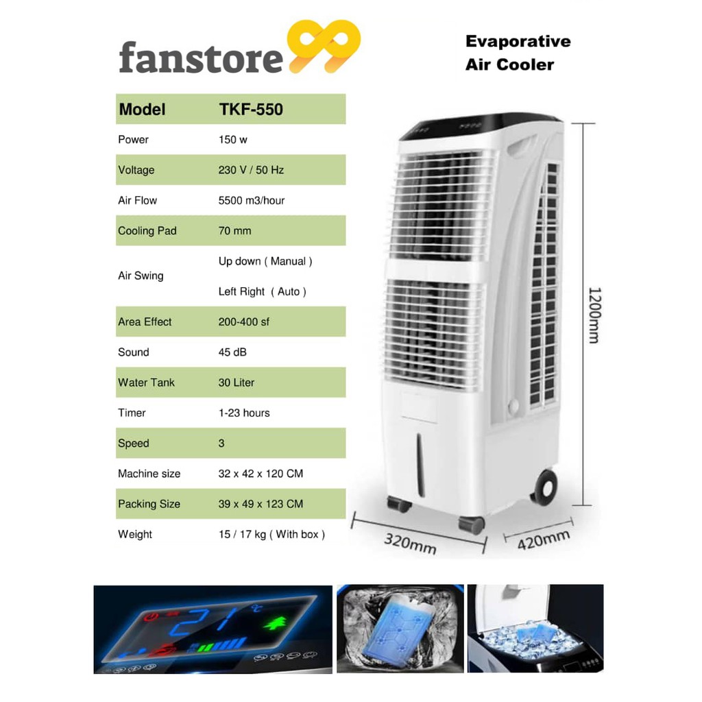 [READY STOCK] Air Cooler 5500 m3/h Air FlowExtra with Ice Box System