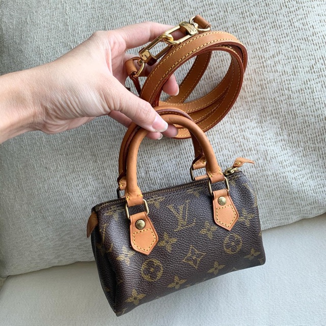 AUTHENTIC LV LOUIS VUITTON Monogram Mini Speedy Nano Crossbody