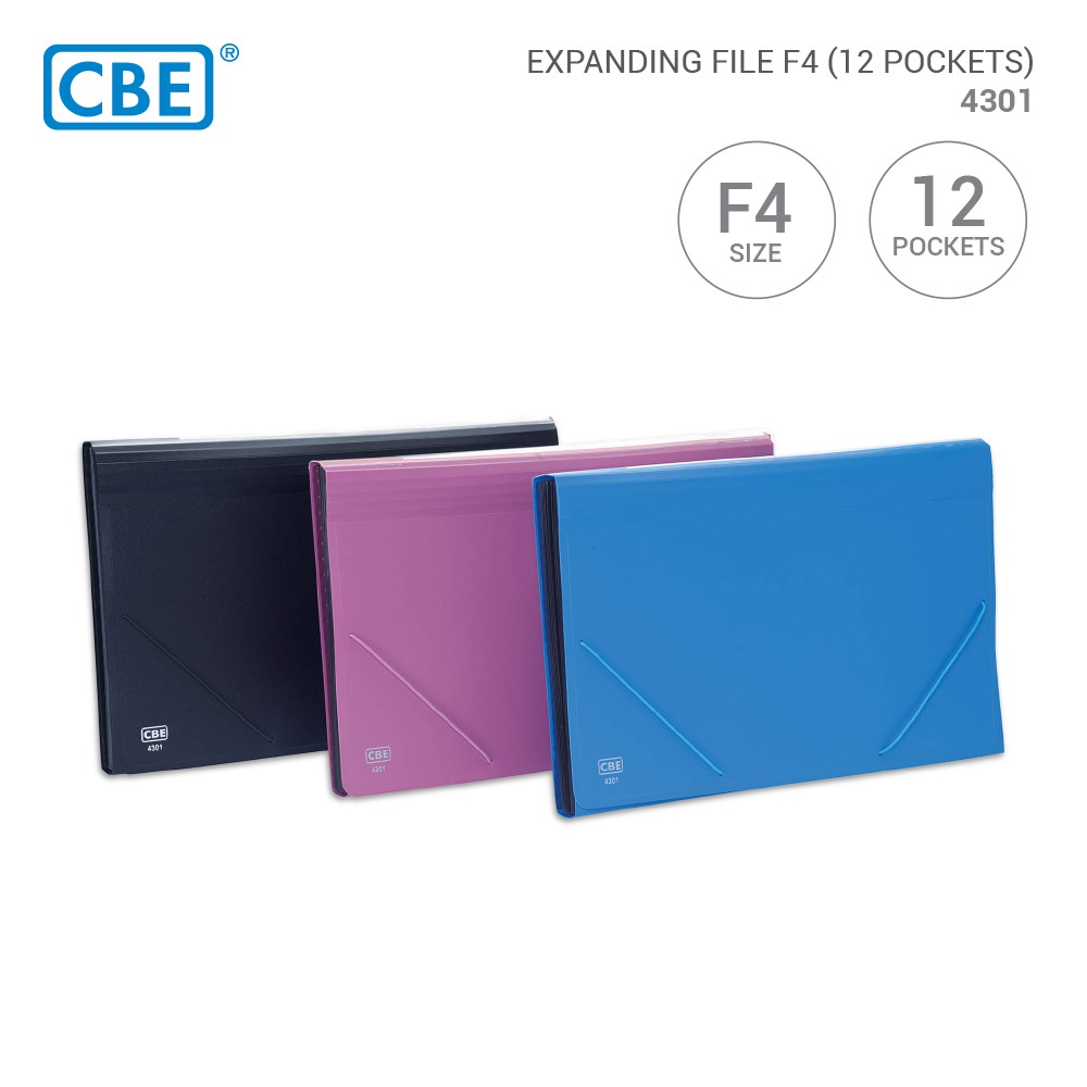 CBE 4301 Expanding File F4 | 12 Pockets | Random Colours | Shopee Malaysia