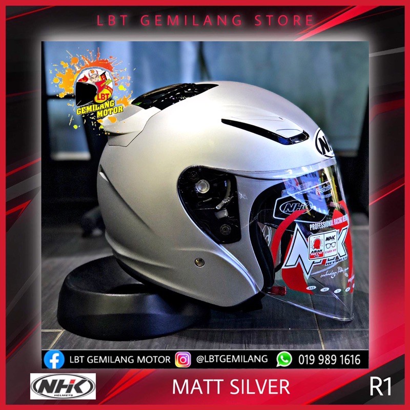 NHK Helmets R1 V2.0 [MATT SILVER] | Shopee Malaysia