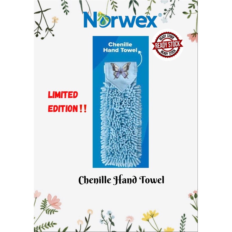 READY STOCK NORWEX Chenille Hand Towel Butterfly Design