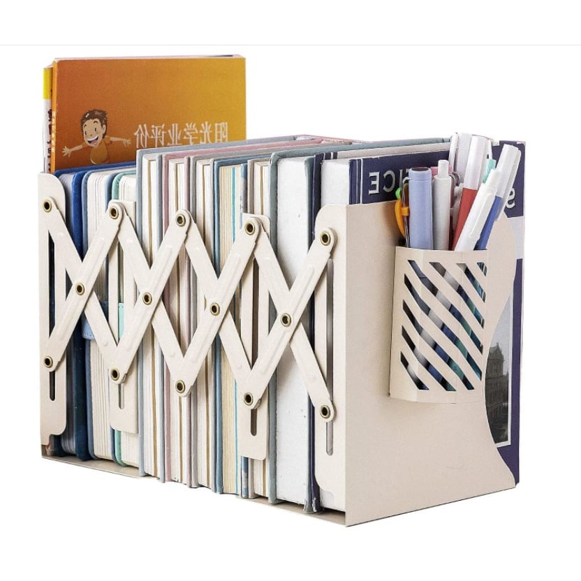 Adjustable Bookend Book Holder Retractable Book Stand Compartments with