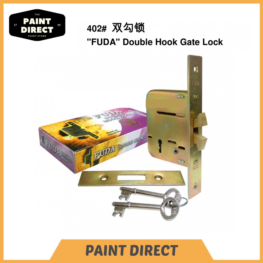 FUDA HEAVY DUTY DOUBLE HOOK LOCK / DOOR GATE LOCK (FD402) Shopee