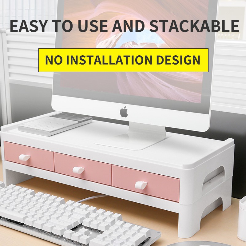 ☬HIGHTUNE Computer Monitor Stand Store Keyboard Monitor Riser Increase