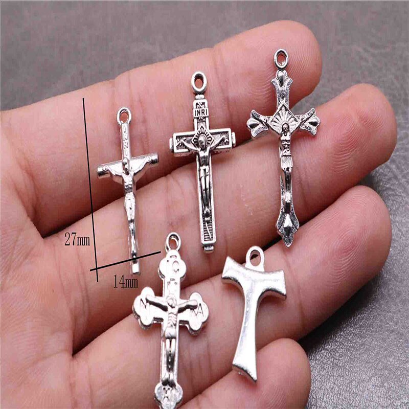 20 pieces of multi-style Catholic cross mini Jesus medals. Necklace ...