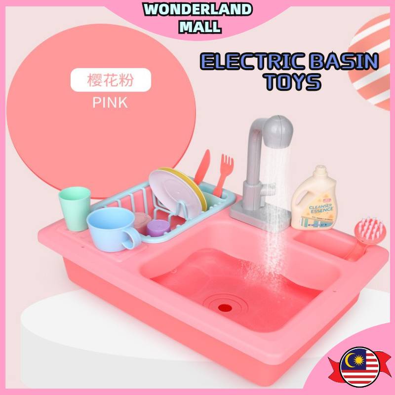 Kid Pretend Toys Basin Electric Dish Washing Sink Kitchen Toys | Shopee ...