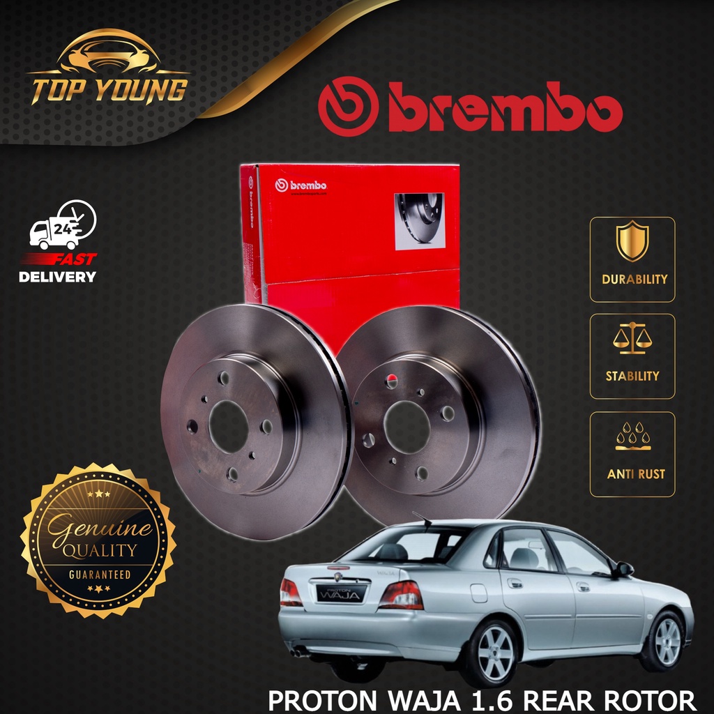 BREMBO PROTON WAJA REAR 100 ORIGINAL BREMBO DISC PLATE ROTOR & BRAKE PAD Shopee Malaysia